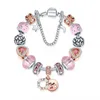 16-21 см. Розовый и синий хрустал DIY Beads Beads Valentine Gift for Girl Heart Moon Star Bracelets Fit Bosom Friends Match Sil262U