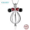 Cluci 925 Ciondoli a forma di topo carini per donna collana 925 Sterling Silver Pearl Cage Pendant Locket SC049SB2896