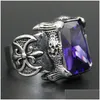 Anéis de banda 3pcs lote novo design enorme reno roxo anel de pedra 316l aço inoxidável jóias de jóias de jóias fria ring243d entrega de gota otah3