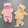 Clothing Sets Winter Velvet Clothes Ear Fleece Sweater Pants Baby Boy Newborn Set