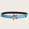 Belts Damesster Buckle Belt y2k luxe bling pailletten punk metaal taille riem mode glanzende pu lederen taillebandjeans