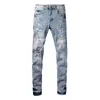 Mens Designer Jeans Distressed Ripped Biker Slim Fit Motorcycle Denim for Men Top Quality Fashion Jean Pants Pour Hommes 6808