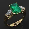 Anel de esmeralda verde de jóias de ouro 14k para mulheres diamant bizuteria anilos de puro emerald gemstone 14k anel de ouro para fêmeas 2300m