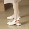 Sandali da donna con fiocco estivo a testa tonda scarpe con tacco basso stile coreano tinta unita pantofole leggere Sandalia Feminina