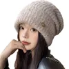 Woolen Hat Women's Autumn and Winter Korean Edition Big Headband Lose dzianinowy kapelusz na małą twarz ciepła i gęsta kapelusz ochrony ucha