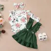 Giyim setleri 0-12 ay yeni doğan kız bebek giysileri Set çiçekler baskı uzun kollu romper üst askı etek bahar sonbahar güzel kıyafet