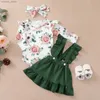 Set di abbigliamento 0-12 mesi Set di vestiti per neonata Set di fiori Stampa a maniche lunghe Pagliaccetto Top Gonna con bretelle Primavera Autunno Vestito adorabile