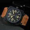 Reloj para hombre Modelo BR Deporte Correa de caucho Movimiento mecánico Fecha automática Campana Reloj multifunción de lujo Negocio Acero inoxidable Hombre Ross Reloj de pulsera cuadrado 15p