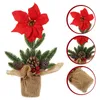 Dekorativa blommor Julröda bär Pine Needle Flower Table Decoration Xmas Centerpiece Decor