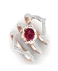 3PcsSet Изысканное кольцо из розового золота 18 карат с рубиновым цветком, юбилейное предложение, ювелирные изделия, женское обручальное кольцо, комплект колец на день рождения Par2284439