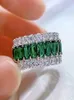 Cluster Rings Eternity Full Emerald Diamond Ring Real 925 sterling silver Party Wedding band Rings for Women Men Engagement Jewe5920022