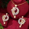 Dangle Earrings JImbora Trendy Luxury Pendant Necklace Earring Jewelry Sets For Women Wedding Party Zircon CZ African Dubai Bridal