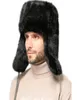 Prawdziwy królicze futra traper hat uszy uszy mężczyźni Rosyjski Ushanka Aviator Hunter Ski Cap3844470