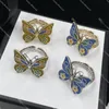 Butterfly Band Rings Designer Interlocking Letter Rings Women Opening Rings with Gift Box Wedding Party Jewelry