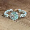 Amazonite Stone Tree Of Life Bransoletka Yoga Energy Chakra Ciąg Kulki String Pletające się Bransoletka Kobiety Mężczyznę ręcznie robioną biżuterię1291g