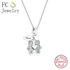 FC Schmuck 925 Sterling Silber Boy Girl Mix Zirkonia Kristall Statement Halsketten Anhänger Kette Frauen Choker Schmuckshändlade 231225