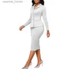 Two Piece Dress Two Piece Skirt Set Women Office Lady New Arrival 2023 Midi Skirt Suit Workwear Single Breasted Top Blazer 2 PCS Set Suit L231225