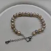 Strand Real Natural Freshwater 6-8mm Pearl Armband Fashion Bangle utsökta smycken för charm kvinnlig kvinnlig tjejdam