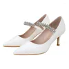 Dress Shoes Crystal Shallow Pointed Toe High Thin Heels Women Solid Concise Zapatos Para Mujeres Saltos Alto Femininos