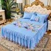 3st Light Luxury Spets Bed Kirt Enkel sängkast Double Bedding Set Matrish Cover 231225