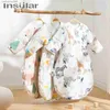 Sleeping Bags Toddler Winter Sleeping Bags Infant Warm Cotton Pajamas Little Kids Cartoon One Piece Bedtime Playsuits Baby Sleepsack Foot MuffL231225