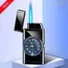 New Personality Creative Watch Blue Flame Butane Lighter Windproof Metal Outdoor Lighter Men's Gift