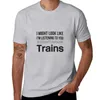 Tampas de tanques masculinas pensando em trens camisetas camiseta de camiseta de roupas vintage