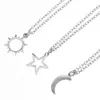 ペンダントネックレス3 PCS Moon Star Necklace Family Choker for Girls Clavicle Chain Gift Sun Friends