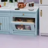 1/12 BJD DOLLHOUSE Mini décorations de cuisine modèle meubles meuble d'angle bleu table de cuisson ensemble de couverture OB11 accessoires de maison de poupée 231225