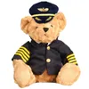 22cm piloto ursinho de pelúcia brinquedo capitão comissário de bordo boneca presente de aniversário crianças bebê para avião modelo cena de brinquedo 231225