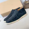 LP Open Walk Suede Sneaker Chaussures Femmes Chaussures en cuir Haut haut sans lacet Casual Walking Flats Bottine classique Luxe Designer Robe Usine Chaussures Taille 35-46 Sac