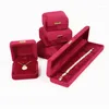 Jewelry Pouches Round Corner Gold Buckle Box Delicate Velvet Ring Necklace Bracelet Storage High-end Iron Packaging