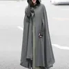 Sweatshirts Zanzea Women Poncho Winter Hooded Open Front Cloak Loose Solid Long Coat Hoodies Cosplay Outwear Christmas Casual Cape