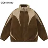 Giacca peluche invernale Parkas Streetwear Block Vintage Color Block fuzzy Fluffy pile in pile di agnello di agnello addensano giacche imbottite calde 231222 231222