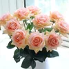 15pc Real Touch Ramo di rosa Lattice Rose artificiali Bouquet Decor Home Wedding Party San Valentino Regalo di compleanno Fiori finti 231225