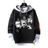 Gojo Satoru hoodie jujutsu kaisen sahte iki parçalı hoodies kurdelekler mektup basılı sweatshirt anime patchwork sweatshirtler sonbahar