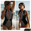 Sexy Set Bodysuit Women Badebode Reißverschluss Strandbekleidung Retro Schwarzweiß Badeanzug Blumenbadeanzüge ein Stück Monokini Bikini S ot69p