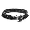 Hope 4 – bracelet Tom taille fait à la main, corde à triple fil noir, breloques d'ancre en acier inoxydable, avec boîte et étiquette Th63204500