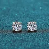 Stud Classic Silver F Color Moissanite VVS Fine Bijoux Broupe d'oreille en diamant avec certificat pour femmes GiftStud344W