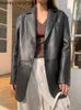 Veste de Moto en cuir noir coréen, costume ample Chic de rue, blazer Streetwear pour dames, tendance, manteau de motard fin, 231225