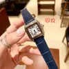 Fashion Women Watches Leather Strap Quartz Movement Dress Watch Two Tone Silver Gold Case Splash Waterproof Designer Wristwatch Lady Clock Montre De Luxe