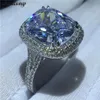 Choucong Big Luxury Ring 925 Sterling Silver Cushion Cut 8Ct Diamond CZ Engagement Wedding Band Rings for Women Jewelry228F