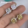 PANSYSEN Luxury Solid 925 Silver Square Asscher Cut Citrine Gemstone Ear Stud Earrings Female Birthday Jewelry Gifts Wholesale 231225