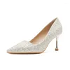 Chaussures habillées zookerlin ramionnage pointu paillettes de femme pompes pour femmes talons talons dames chaussures de mariage argent pour les femmes