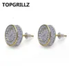 TopGrillz Gold Silver Color Iced Out Кубический циркон круглый шпилька с винтовой пряжкой мужчины женщины хип -хоп -ювелирные изделия 286e