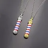 Pendant Necklaces Barber Shop Pole 3D Necklace Luxurious Long Chain Hairdresser Souvenir Collier Jewelry2411