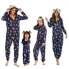 Elk Print Hooded Jumpsuit Christmas Home Wear Couple Family Pajamas 2023 Parent Child 231225