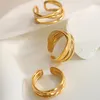 Anello in oro da donna Geometria creativa Anello a forma di croce a forma di C Anello in acciaio inossidabile placcato in oro 18 carati Gioielli per feste di moda