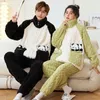 Herren Nachtwäsche 2024 Kapuzenpaar Pyjamas setzt Männer Frauen Winter Pyjama Cartoon Korean Homewear Weich warmes Pijama Hoodies