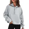 Fashion sports hoodie Womens zip up hoodies Autumn/Winter Yoga Set Scuba Hoodie Half zip Women's sports sweater Loose blazer Fitness short fleece coat Sweatshirt z6